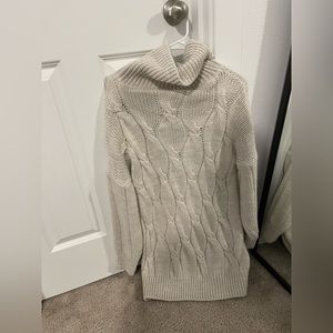 White comfortable truffle neck dress